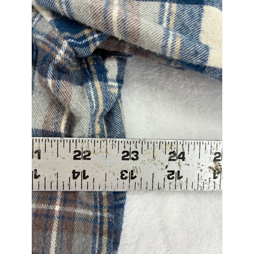 L.L. Bean Shirt Mens L Button Down Plaid Blue Brown Traditional Fit 228061 - Picture 5 of 9